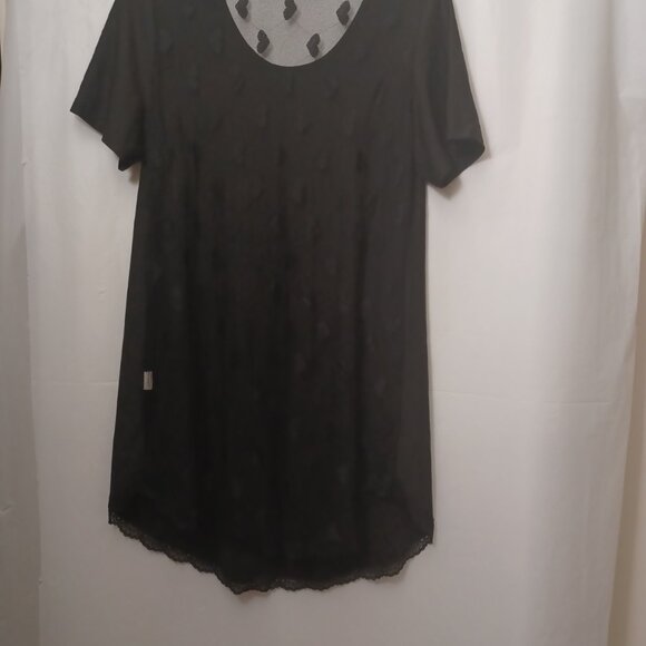 HEART PRINT SHEER BACK PAJAMA SLEEP SHIRT GOWN - Picture 6 of 12